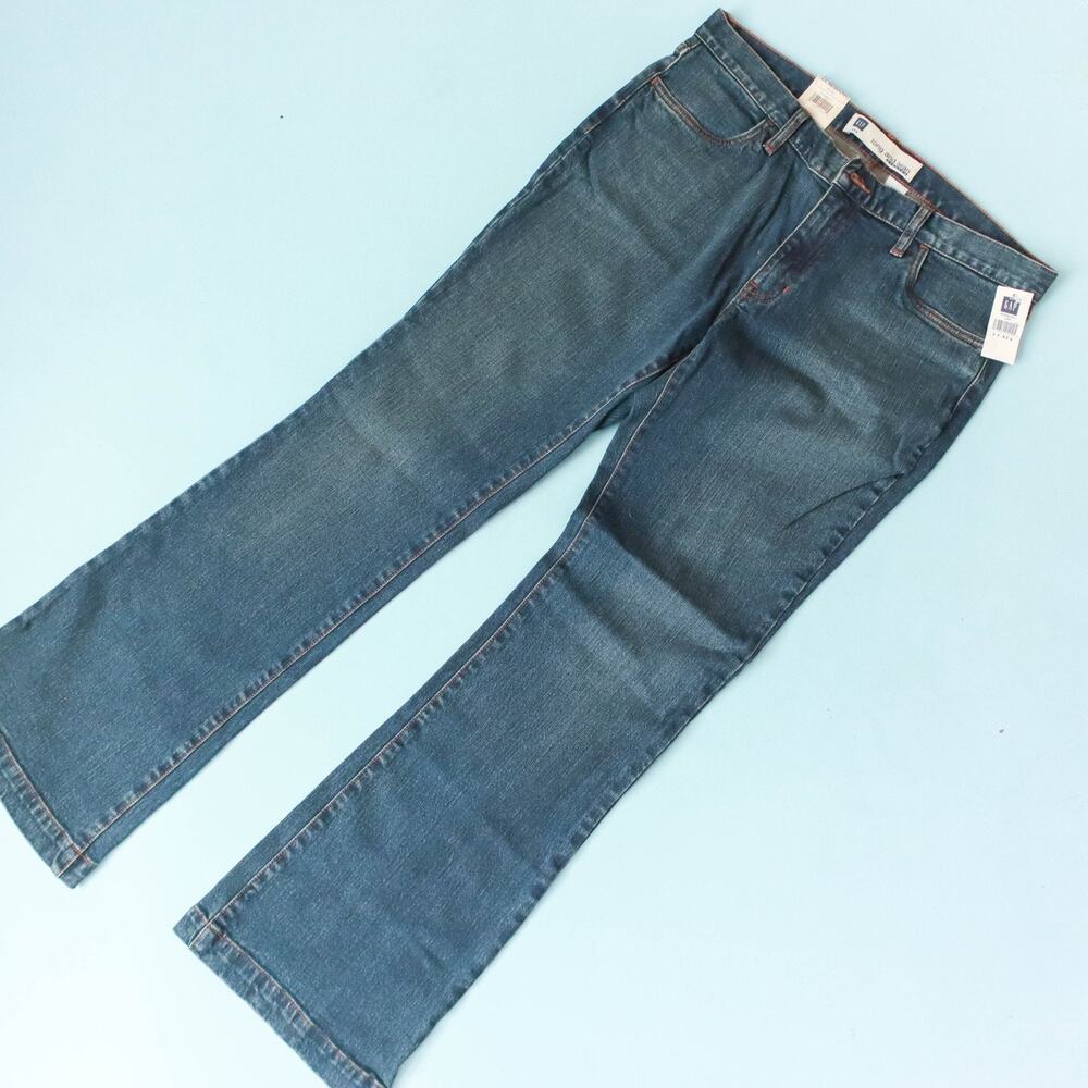 NWT Deadstock Gap Y2K Boot Cut Stretch Jeans Womens 12R Dark Wash Grunge